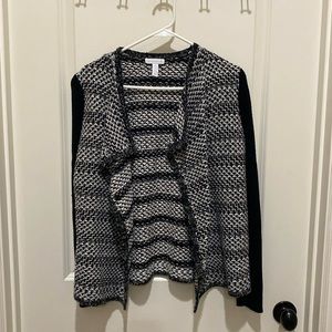 Charter Club open front cardigan checkard black and silver - medium